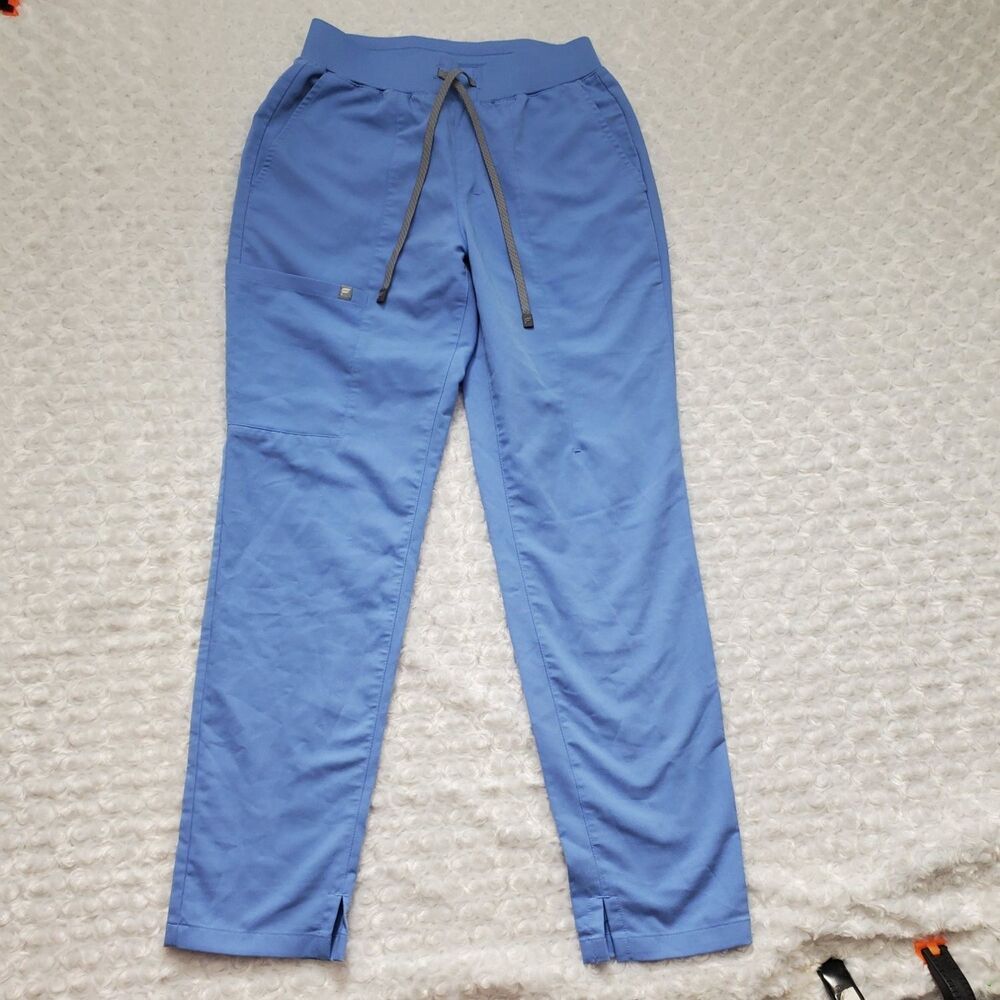 Fabletics Scrubs Pants Womens Size M Blue Drawstring Waist Cargo Pockets Elastic